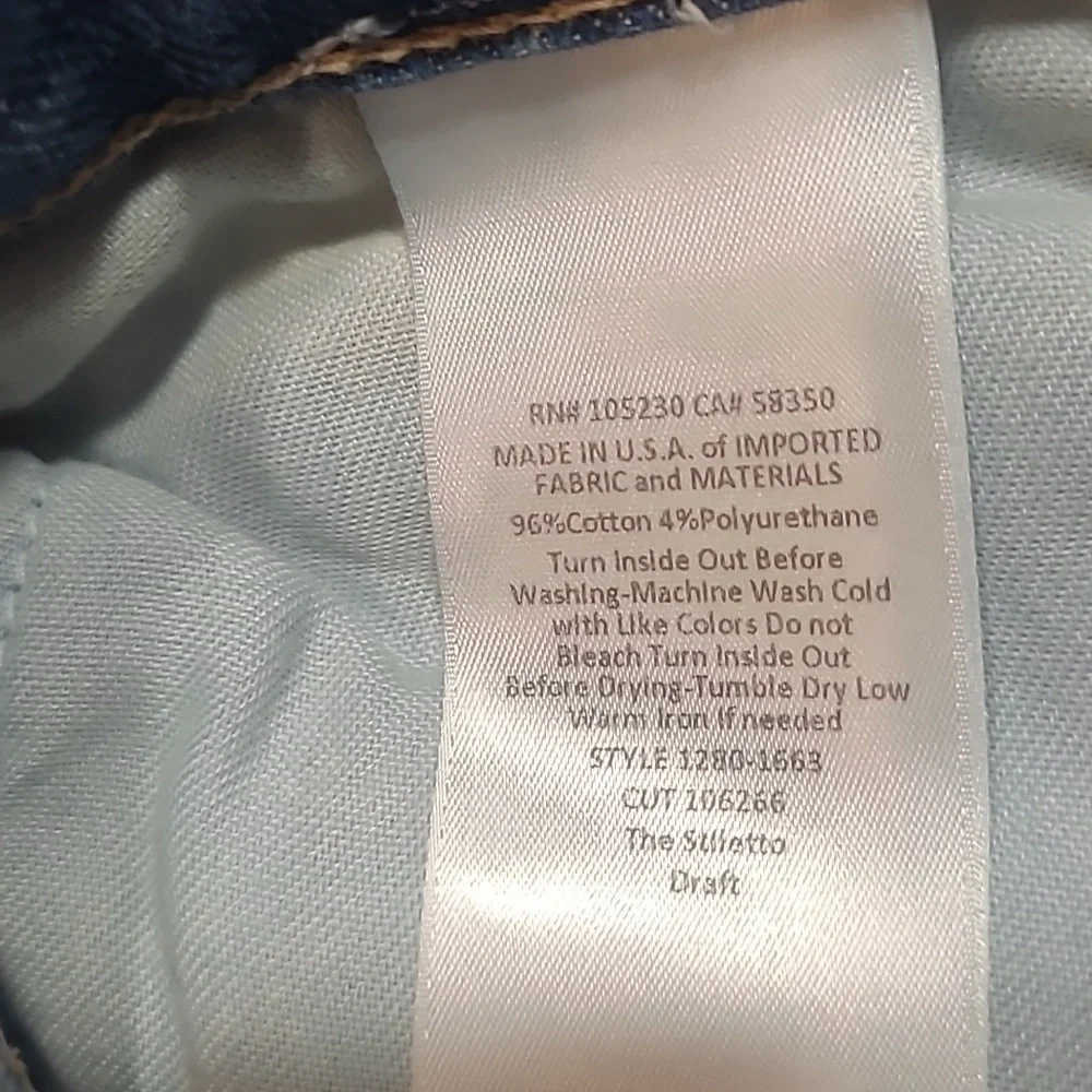 Current/Elliott Jeans Women's sz 24 The Stilleto Draft Low Rise Skinny Ankle